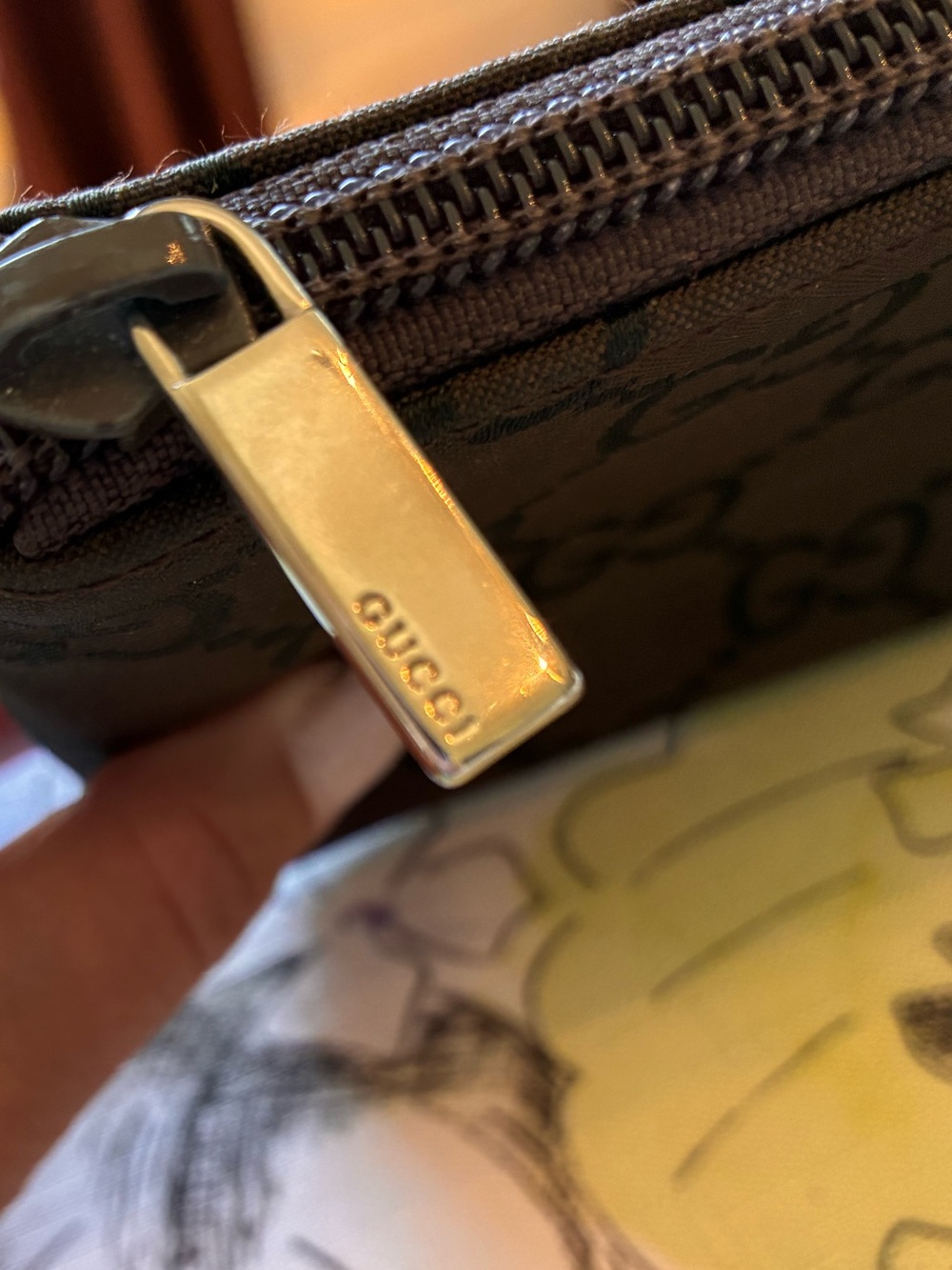 Gucci Brown GG Monogram Cosmetic Pouch - Picture 9 of 10